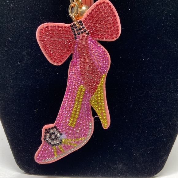 High heel pink bling bag key charm - Picture 4 of 6